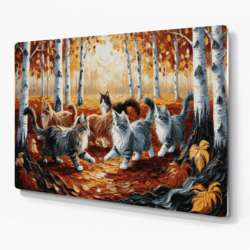 Art mural chats en métal brun Ussuri, H 240 po x l 360 po x P 0,05 po