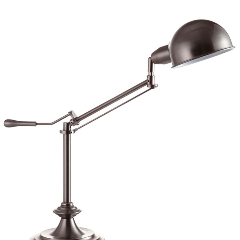 Lampe de table haute réglable en métal 24,5 po avec bras pivotant perchoir