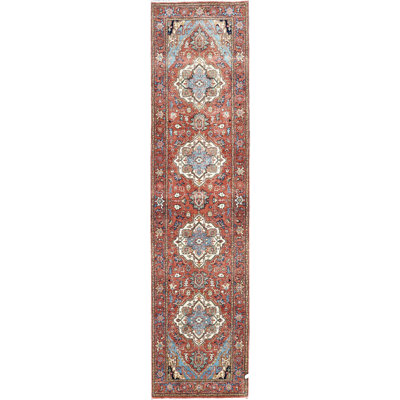 Hand Knotted Wool Area Rug in Red
