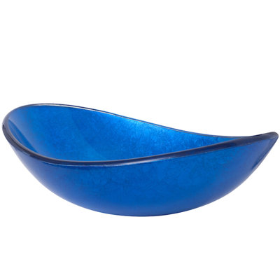 Blue Foiled Glass Oval Vessel Bathroom Sink
