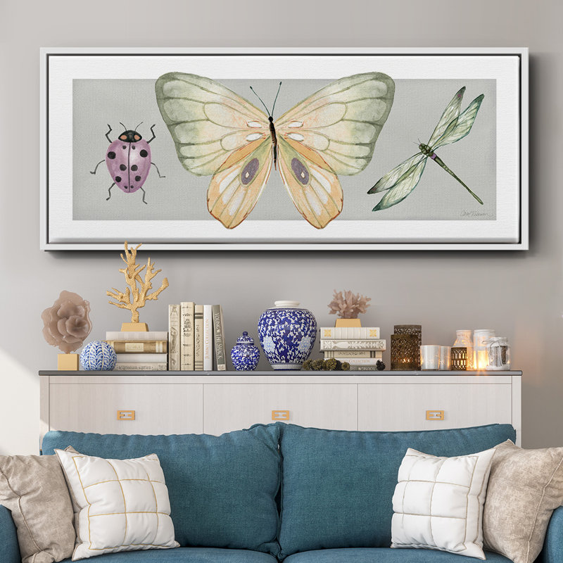 «Pretty Insectes I», toile encadrée, H 12 po x l 30 po