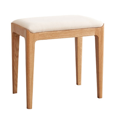 Tabouret blanc cassé en chêne rouge, pré-assemblé, s'adapte aux petits espaces, mousse haute densité, coussin de meuble-lavabo massif complémentaire au décor scandinave, entièrement idéal pour les salles de bain, tissu doux et doux
