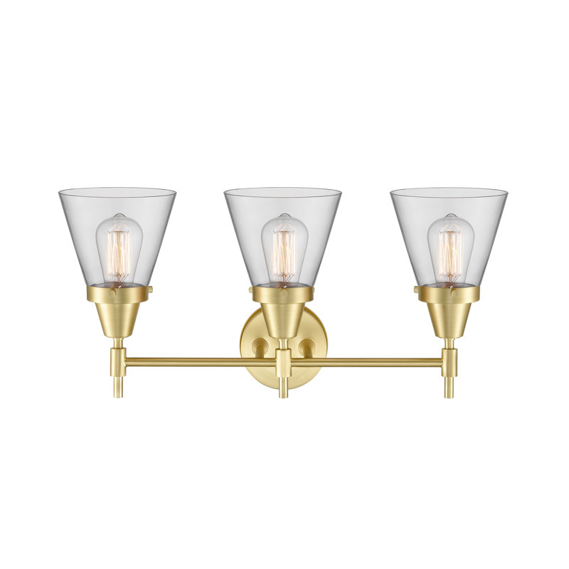 Gayle 3 - Light Dimmable Vanity Light, Clear, Satin Brass, 60 Watt Vintage Incandescent Bulb
