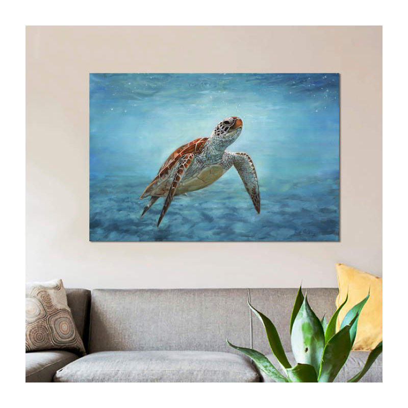 «Sea Turtle», impression sur toile, H 12 po x l 18 po x p 1,5 po, Toile tendue