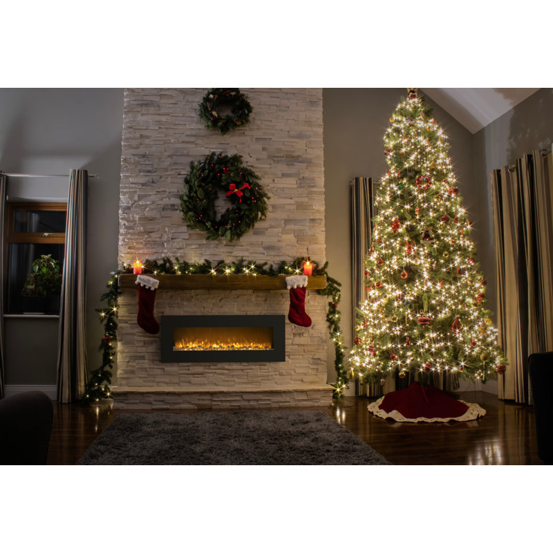 Baren 50-Inch Wall Mounted Electric Fireplace - Modern Heater with LED Flames