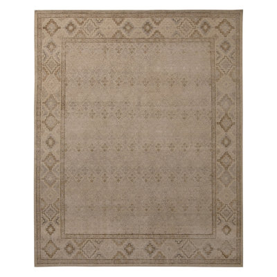 Rug & Kilim's Homage Geometric Beige-Brown And Gray Wool Custom Rug