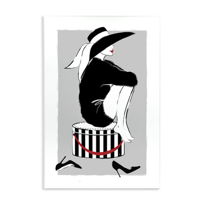 Sitting On Hat Box Wall Plaque Art by Martina Pavlova
