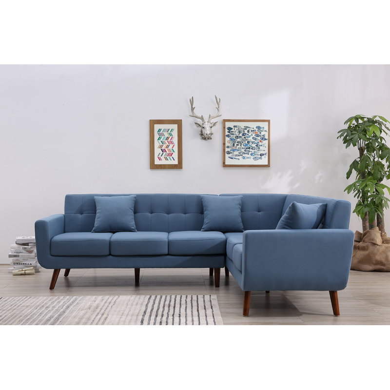 Barnet Upholstered Sectional, Paynr's Gray Polyester Blend, Right Hand Facing