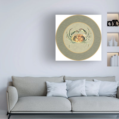 Wrapped Canvas Wall Art - Gail Fraser 'De La Mer - Circle' Wall Art for Living Room, Bedroom, or Office Décor  - 18x18