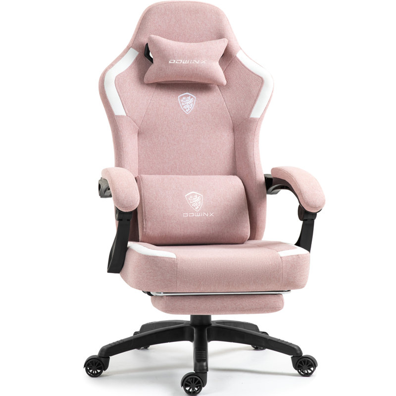 Chaise de jeu Dowinx en tissu avec coussin à ressorts ensachés, chaise d'ordinateur respirante, 300 lb, Rose