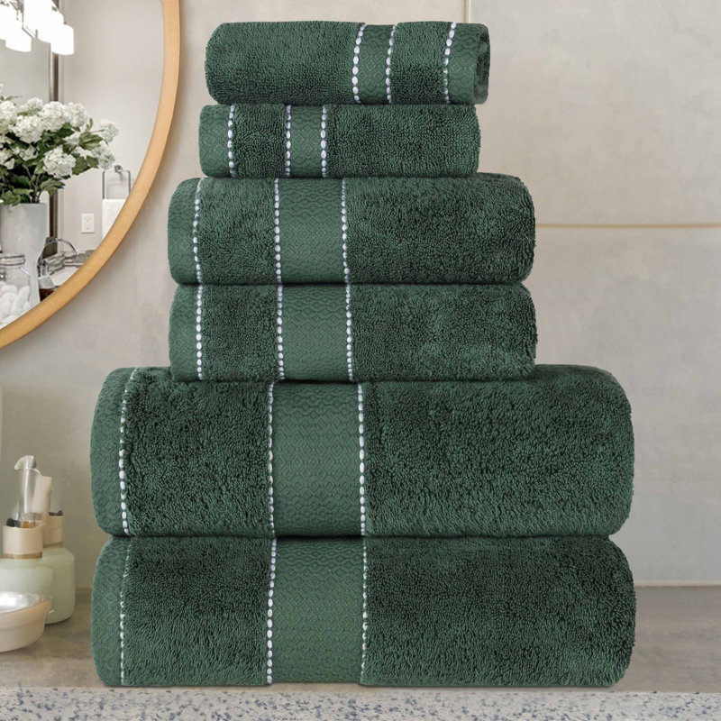 Ensemble de serviettes en coton égyptien 6 pièces Niles, Vert forêt