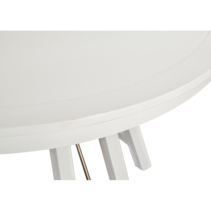Allerone Round with Solid Wood Base Dining Table, Chalk White