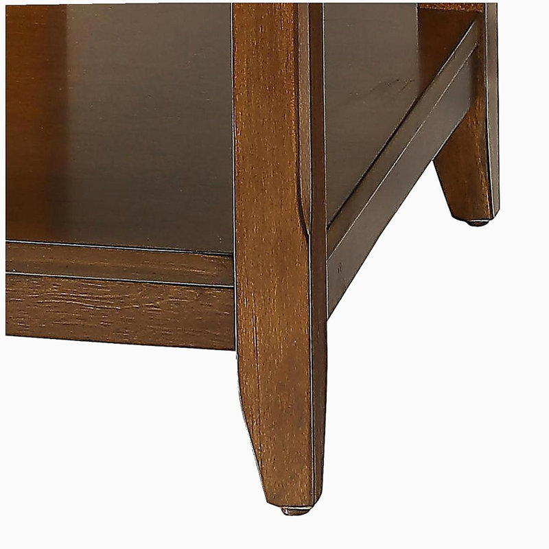 Walnut Accent Table with Bottom Shelf
