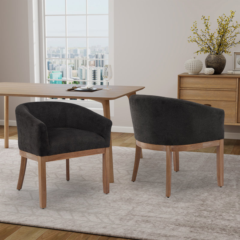 Modern Upholstered Barrel Dining Chairs, Black