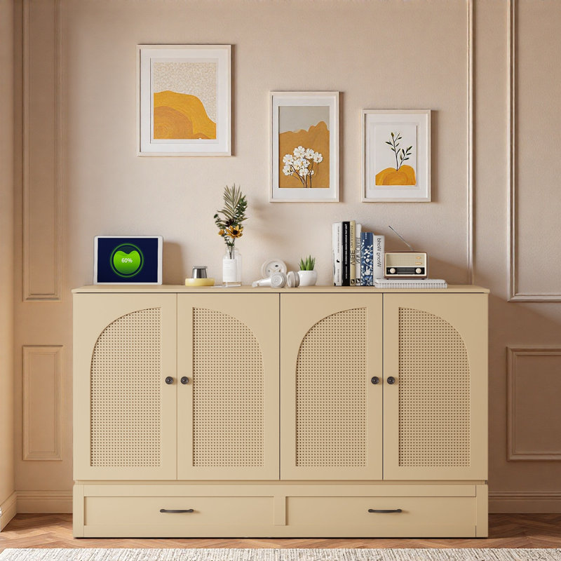 Murphy Bed With Large Drawers, Gold, Queen