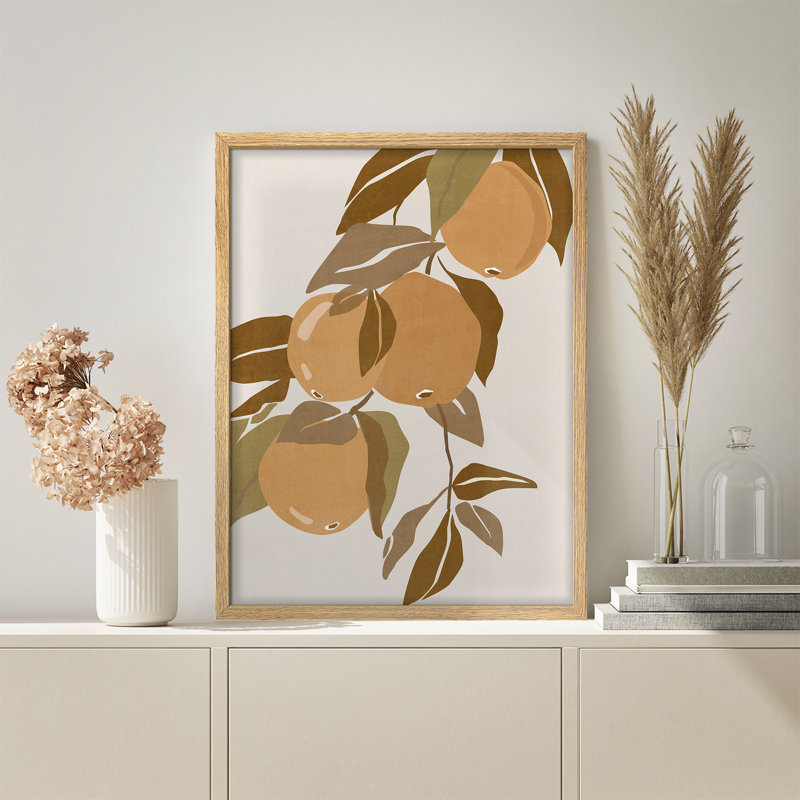 «Fruit on Branch», affiche rustique encadrée, Naturel, H 14 po x l 11 po
