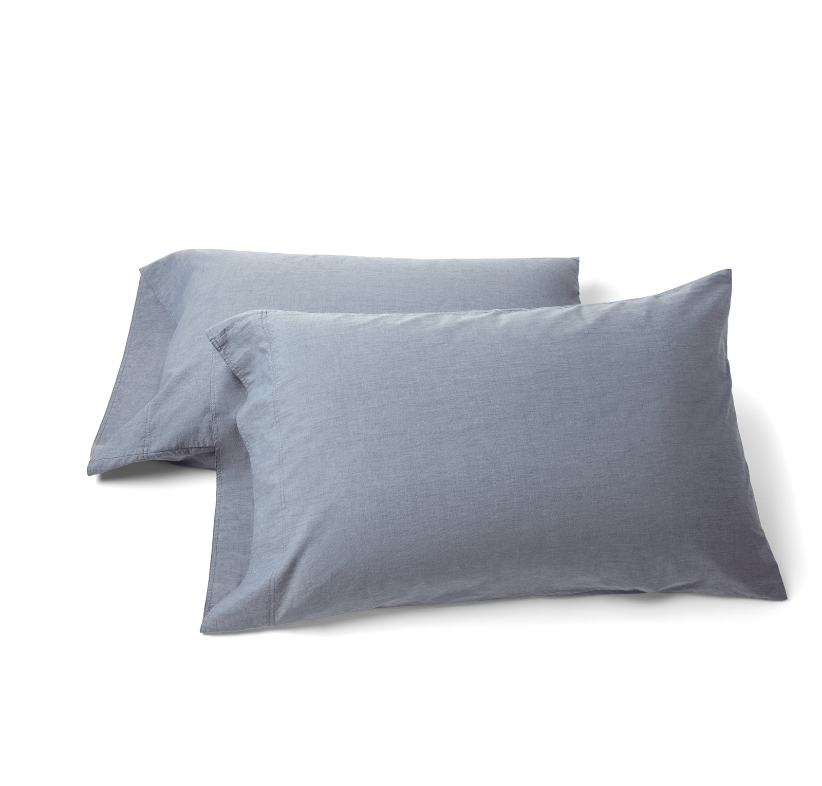 Crinkled 100% Cotton Percale Pillowcase - Set of 2, King Pillowcase, Indigo Stripe
