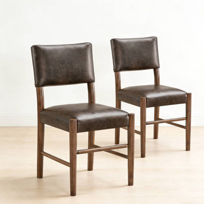  Dinning Chairs with Solid Wood Frame Set of 2, Walnut Color