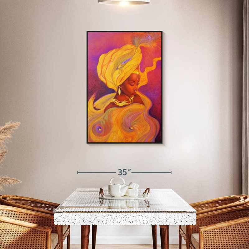Déesse Oshun, Cadre flottant noir, 29 po x 43 po