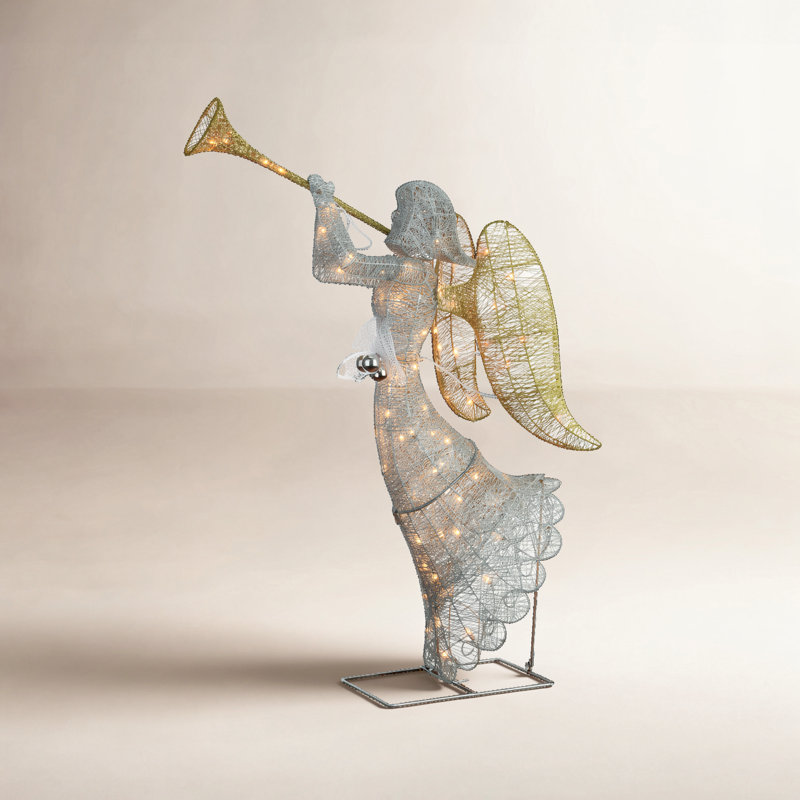48 in. Silver Angel Decoration with LED Lights