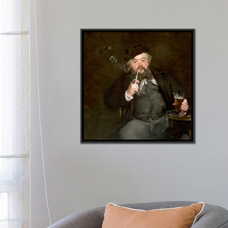 « a good glass of bière (le bon bock) » par edouard manet, reproduction d’art sur toile, H 26 po x l 26 po x P 1,5 po