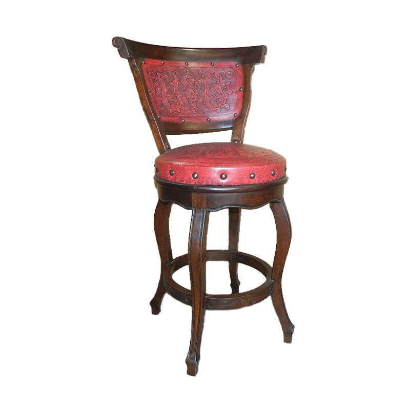 Spanish Swivel Bar Stool, Red