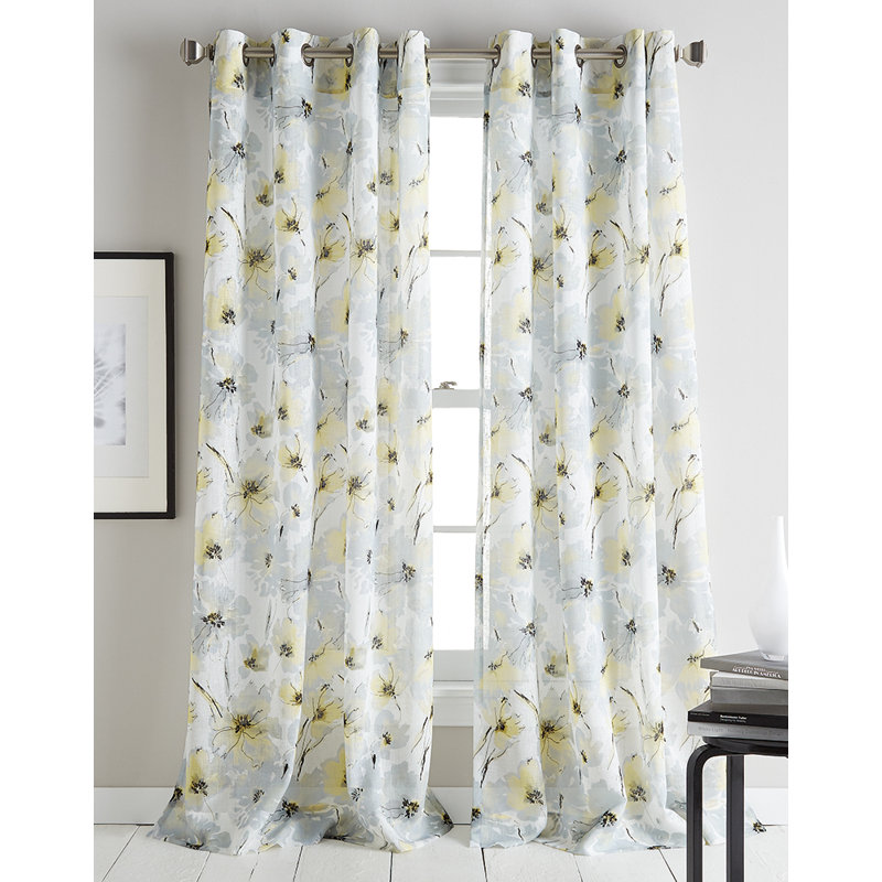 Rideau avec œillets Dkny Modern Bloom, l 50 po x L 84 po, Jaune