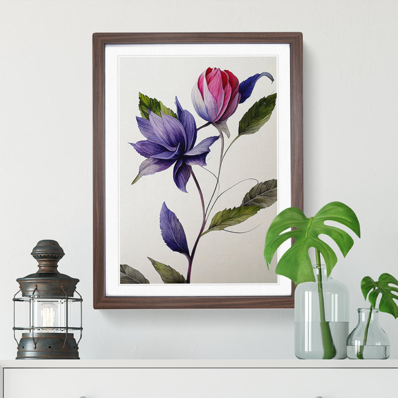 The Unique Flower - Framed Print, 34cm H x 25cm W x 2cm D, Walnut