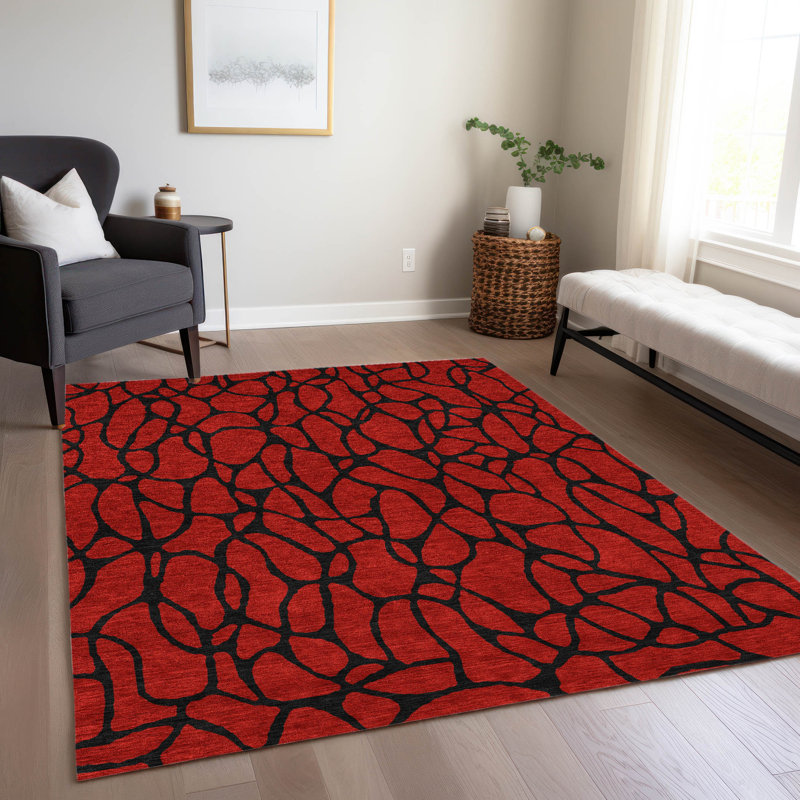 Tapis intérieur / extérieur rouge Elowira , 9 pi x 12 pi