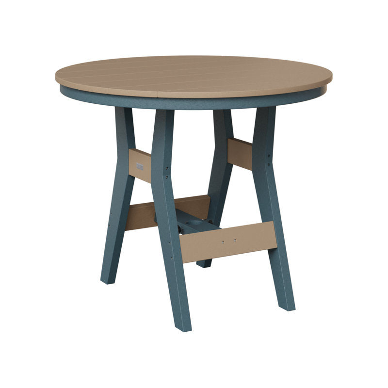 Harbor Outdoor Round Dining Table, Weatherwood, Slate