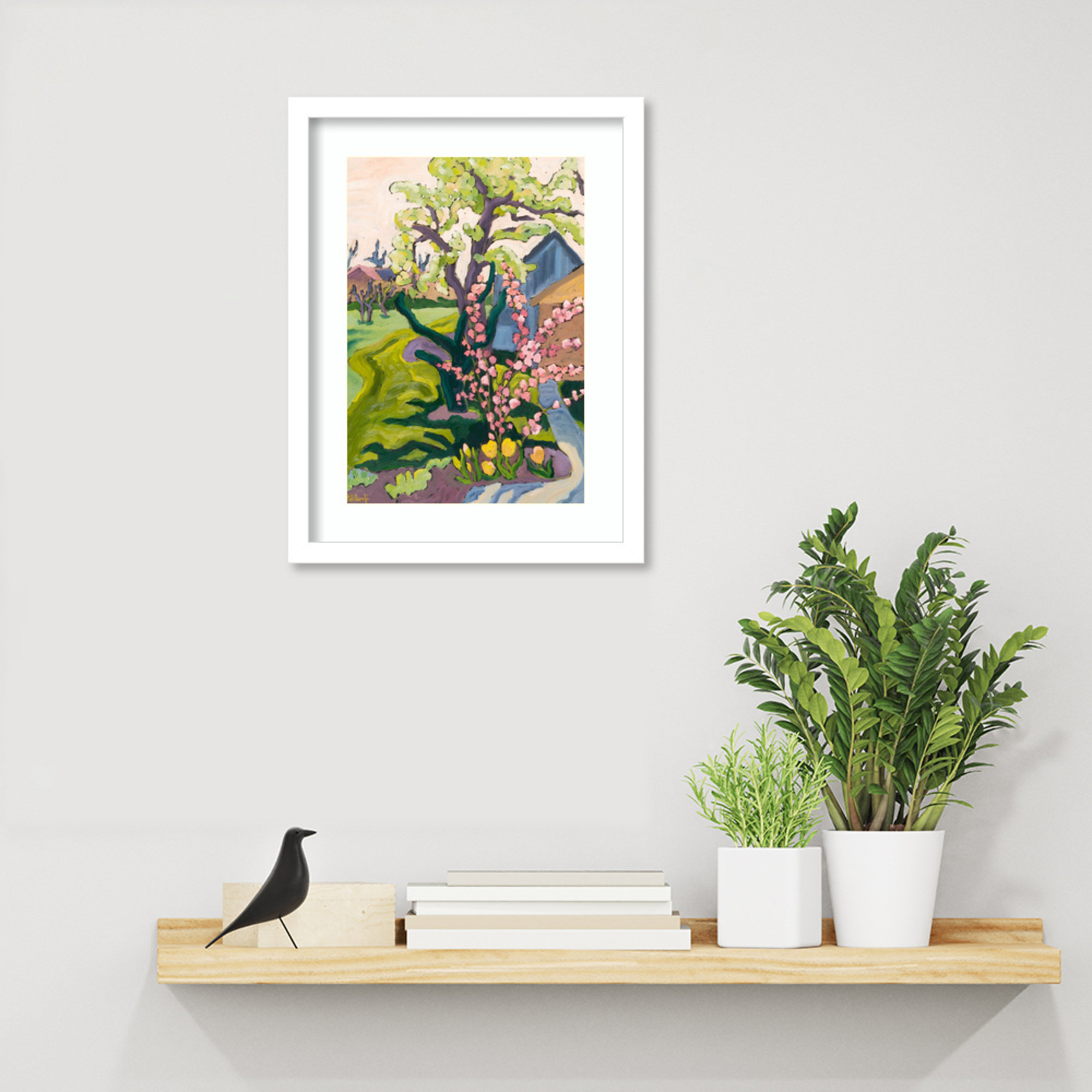 Fayra Garden In Dusk Light Framed On Paper by Fayra Print, White, 17" H x 13" W x 1" D