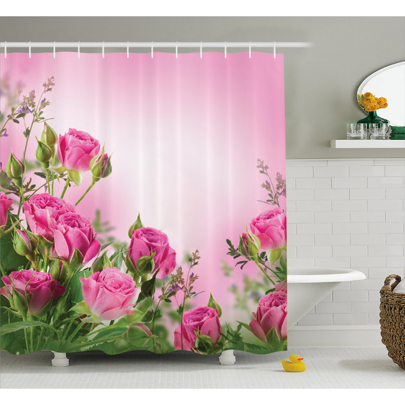 Rideau de douche simple à motif de roses Fuller Spring Time, H 75 po x l 69 po