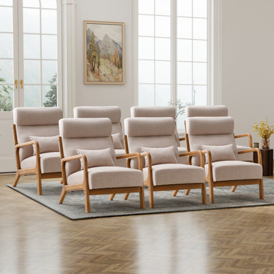 Chaise d'appoint rembourrée traditionnelle avec coussin lombaire de 26 po de large Cashel (ensemble de 7)
