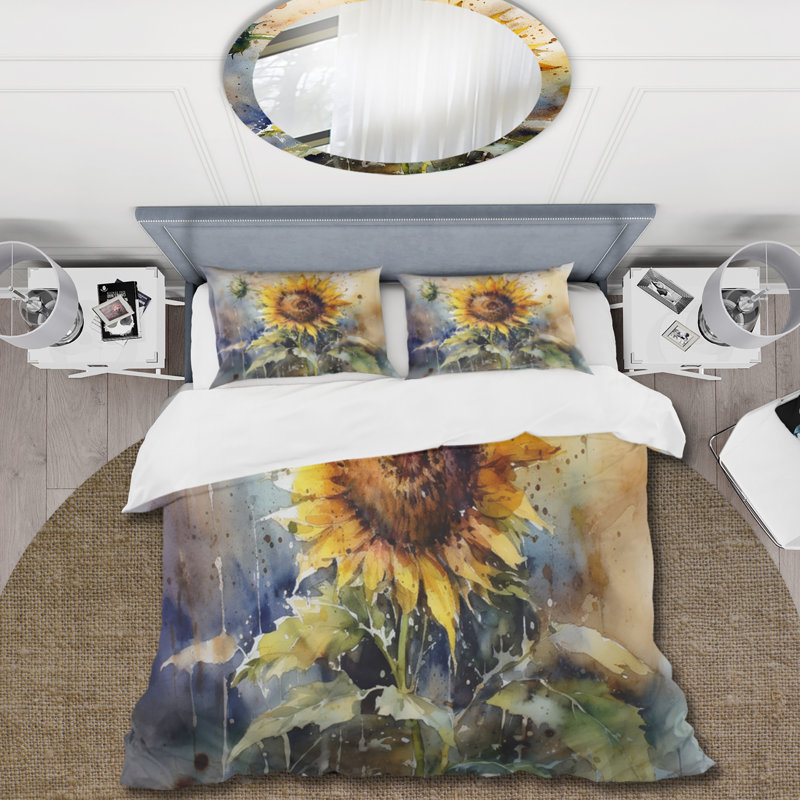 Yellow Sunflower Symphony Twin Microfiber Duvet Cover Set