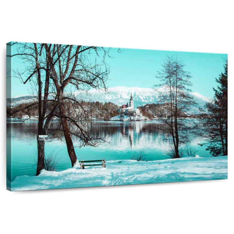 Château d'Alvord et lac de Bled Island, H 32 po x l 48 po