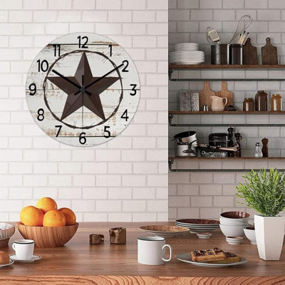 Horloge murale décorative 10 pouces Western Texas Star Vintage Farmhouse
