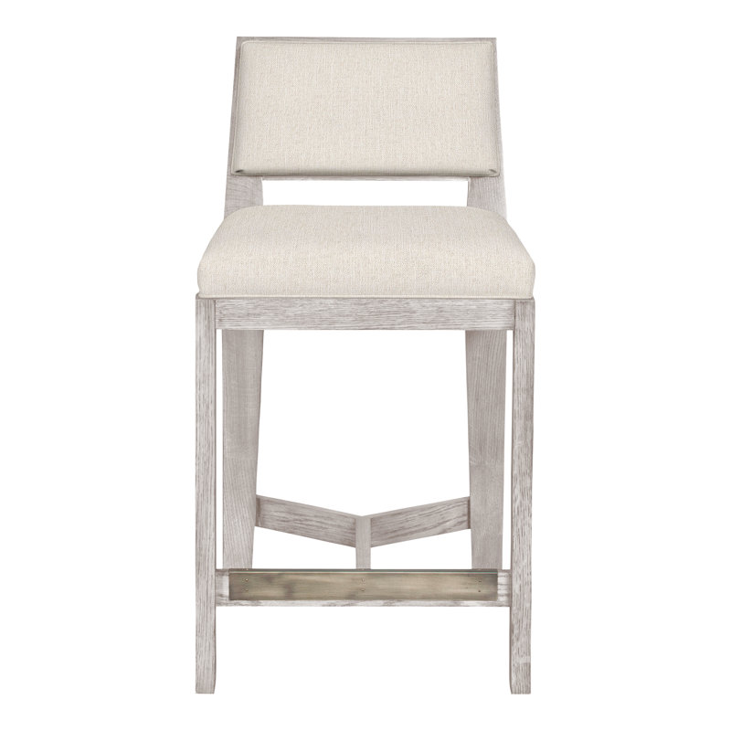 Scoville By Thom Filicia Upholstered Counter Stool with Solid Wood Frame, Gris colombe, Parchemin instantané