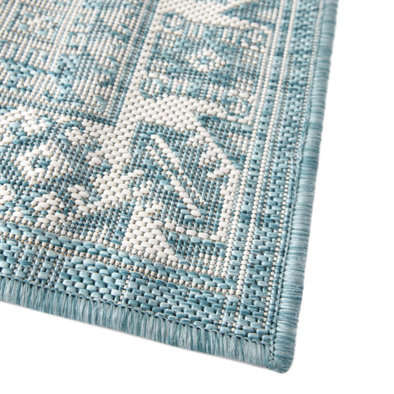 Tapis d'extérieur couleur bleu, Ovale 5 pi 3 po x 7 pi 10 po