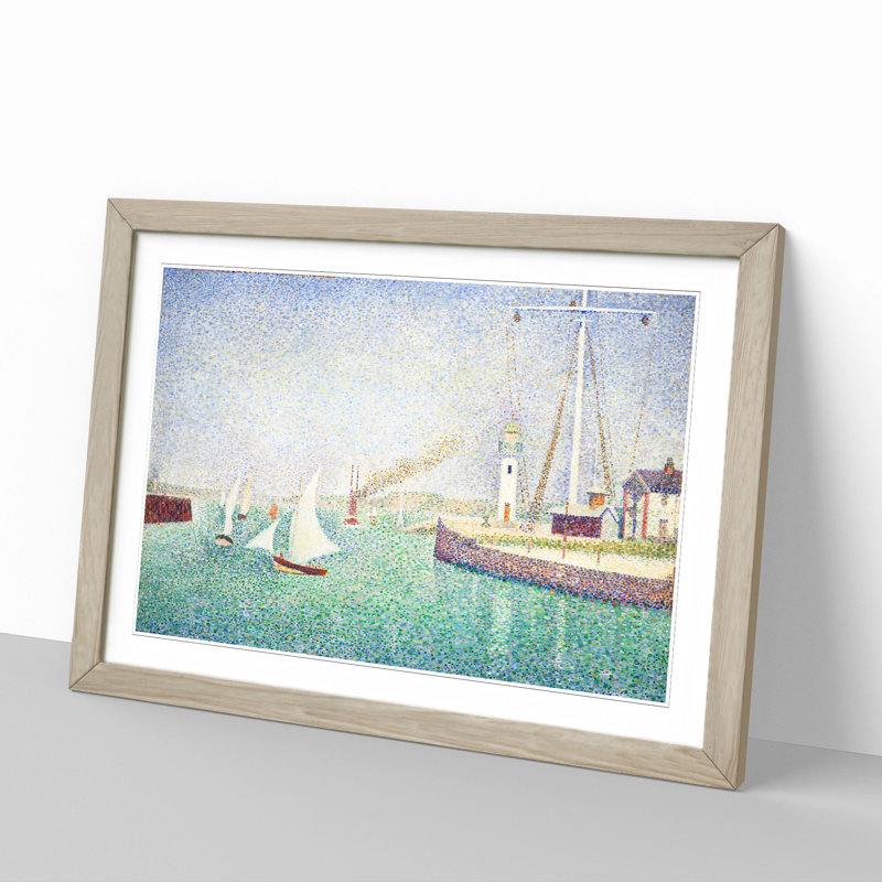 Entrance of the Port of Honfleur by Georges Seurat - Picture Frame Painting, Oak Framed, 27cm H x 36cm W x 2cm D