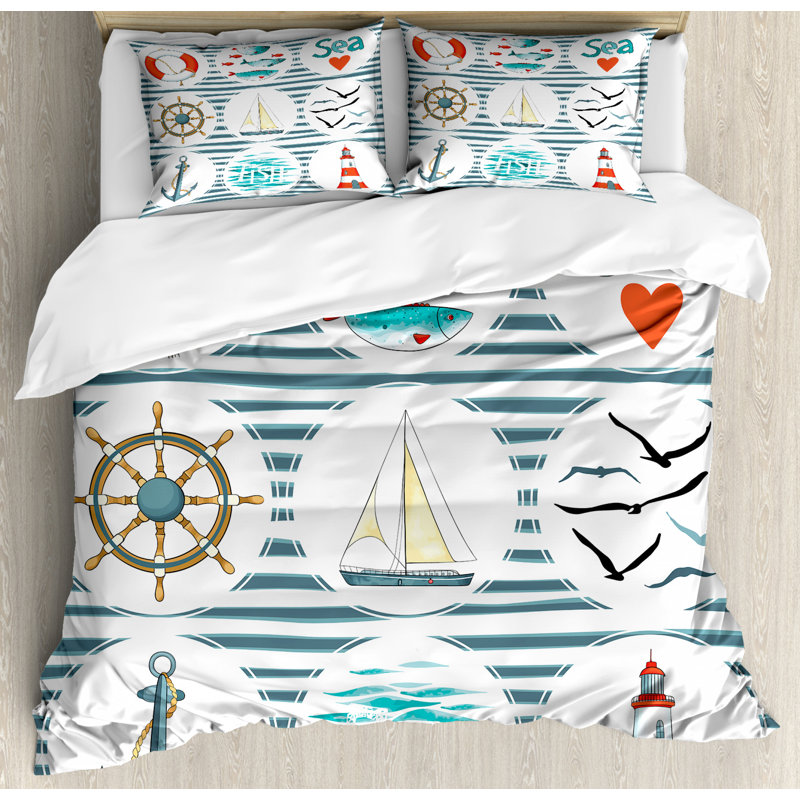 Coastal Duvet Cover, Queen Duvet Cover + 2 Shams