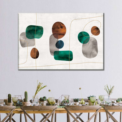 Reproduction sur toile de formes émeraude et ambre