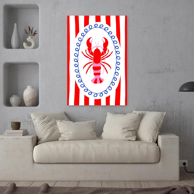 Art mural Bold Lobster Striped, H 36 po x l 24 po
