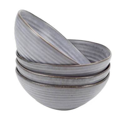 4Pcs Ribbed Bowls Set