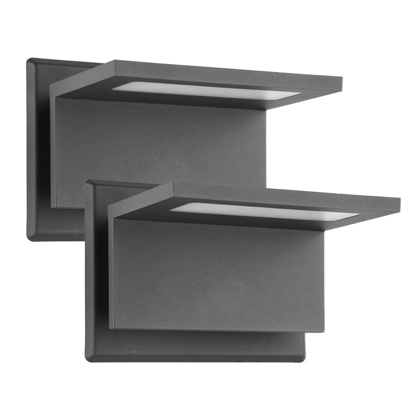 Ensemble de 2 appliques murales d'extérieur à fixation murale à DEL pour l'extérieur 680LM, Gris