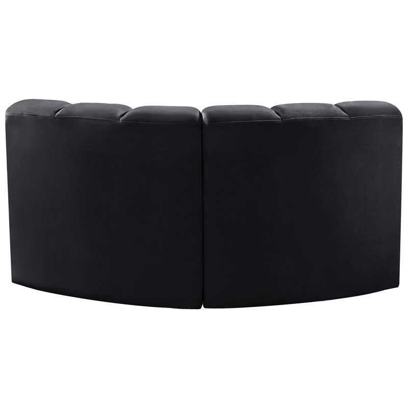 Ivanildo Upholstered Curved Sectional Reversible, Black Velvet