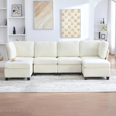 Modular Sectional Sofa: Freely Combinable 6-Seat Convertible Sectionals With Chaise, U Shaped Oversized Sectional Couches With Storage Ottoman For Home Apartment Office