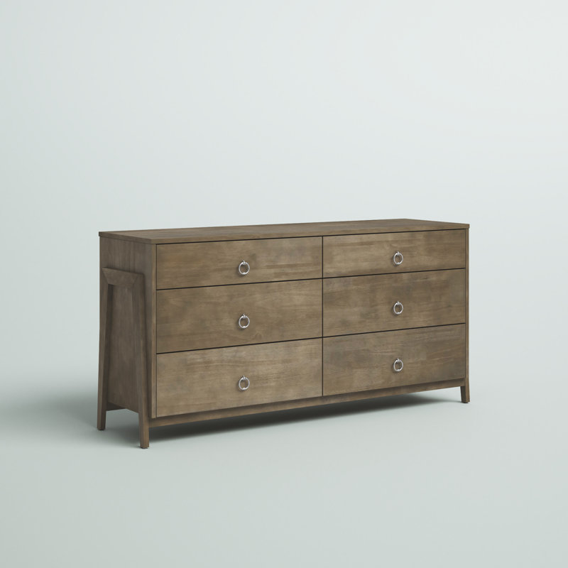 Commode double 6 tiroirs Selzer, Gris anthracite clair