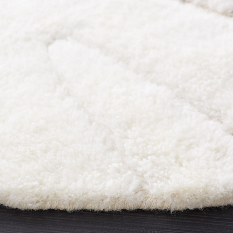Martinique Solid Color Handmade Flatweave Wool/Cotton Area Rug in Ivory/Beige, Round 6'