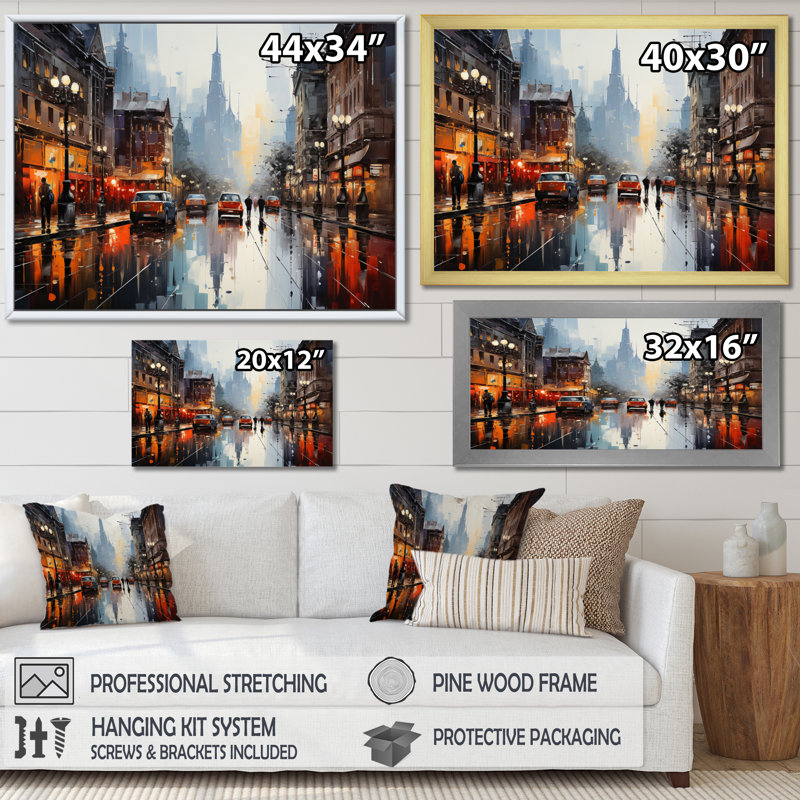 Danemark, paysage urbain symphonie I sur toile, H 16 po x l 32 po x P 1 po, Cadre photo blanc