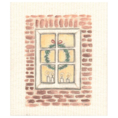 Fenêtre de Noël avec torchon